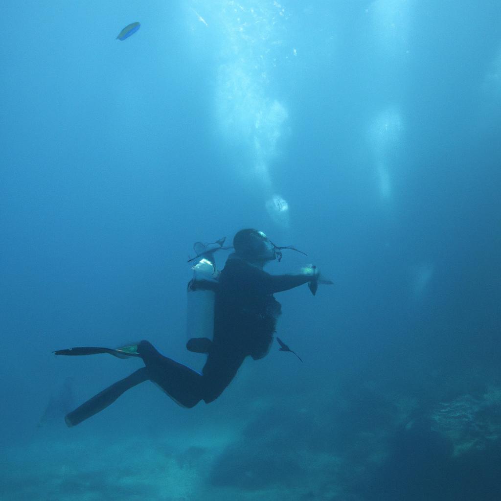 Person diving in marine sanctuary