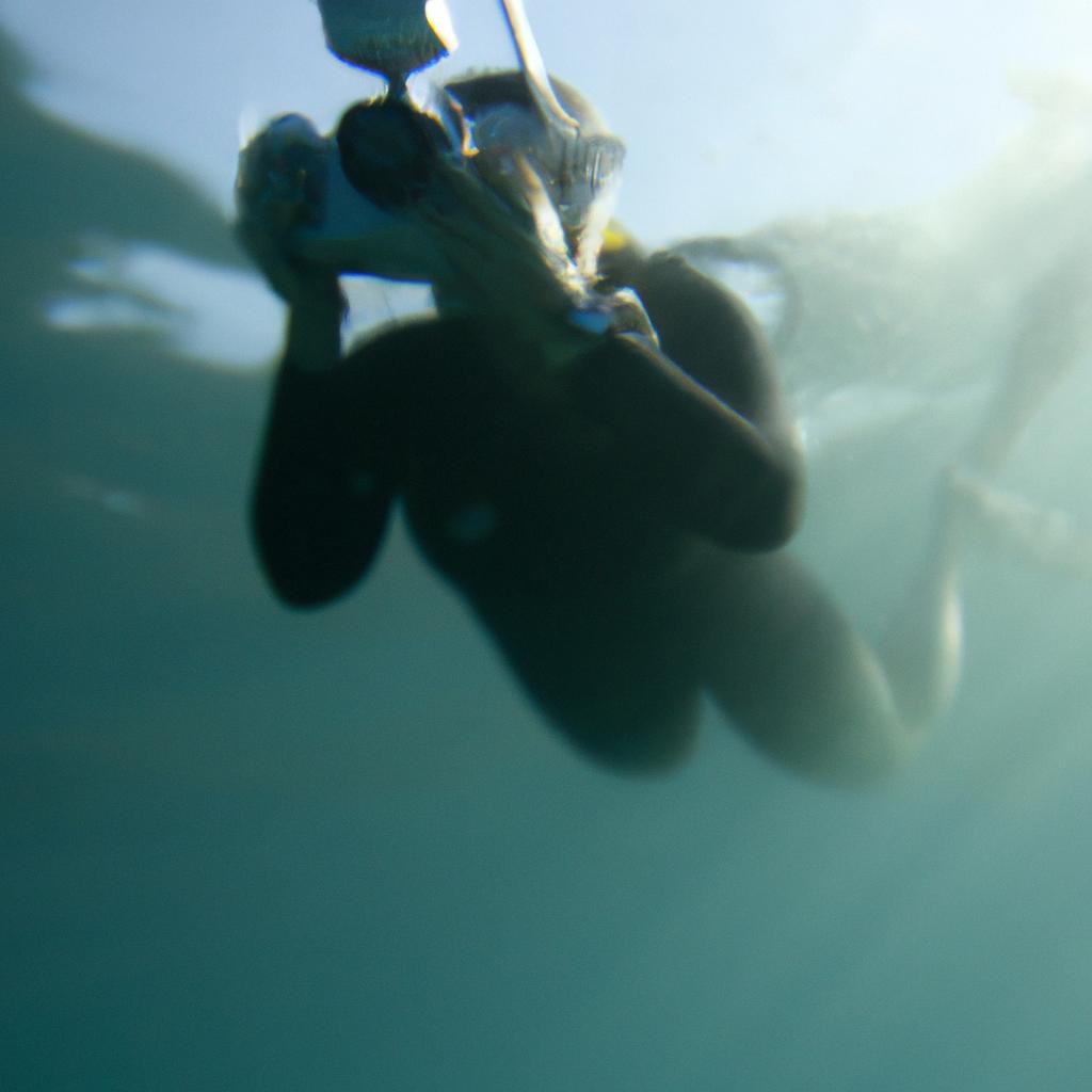 Person underwater taking photographs