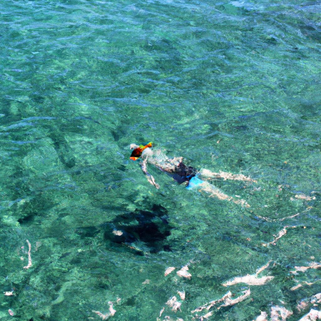 Person snorkeling in clear water
